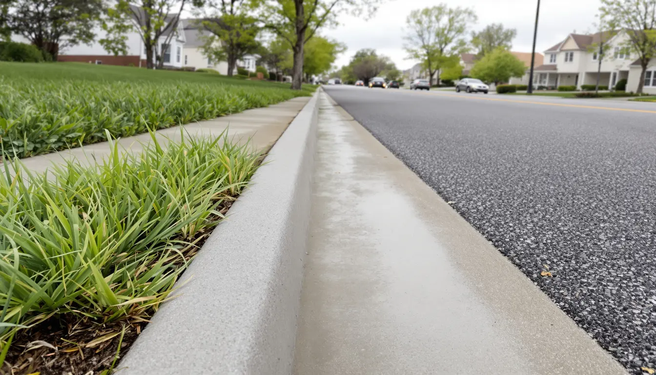 Concrete curb and gutter installation at a Kansas City commercial property