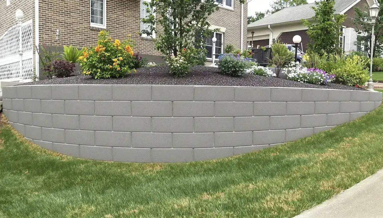 Poured concrete retaining wall at a Kansas City area residential property